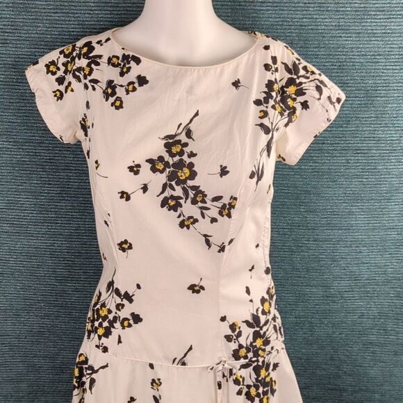 Vintage 1950s Georgiana Drop Waist A-Line Cotton Dress, With Rhinestones - Picture 11 of 16